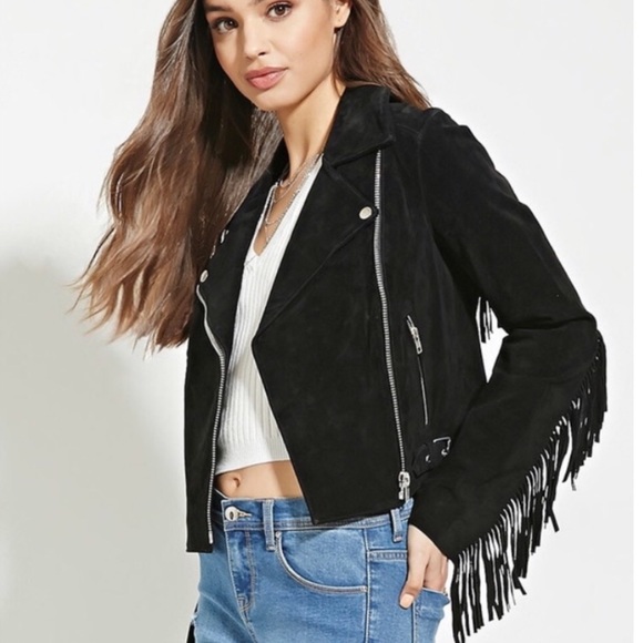 fringe leather jacket forever 21